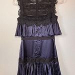 Amur  Navy Pleated Lace Pippa Dress Size 4 Photo 3