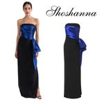 Shoshanna Midnight Moira Black Blue Sash Strapless Evening Formal Gown Size 6 Photo 2
