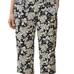 CHAPS Black & White Floral Cropped Ankle Pants Size 10 Photo 0