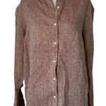 J. McLaughlin  light brown linen button down top size M Photo 0