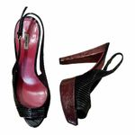 Miu Miu Black Patent Leather Sandals Peep Toe Sling Back Platforms Italy 38.5 Photo 10