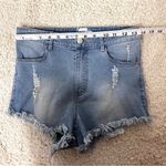 Princess Polly  Light Blue Frayed Jean Shorts S/M Photo 2