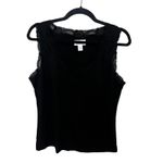 Ann Taylor  Loft Black Lace Trim V Neck Sleeveless Tank Top Medium Y2K Preppy Photo 3