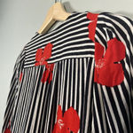 Madewell  Striped Wrap Top in Candied Orchids Size Small Black White Striped Crop Photo 7