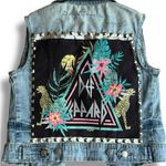 Custom Made Battle Vest Def Leopard 170 Studs Patches Rock Metal Denim Jacket M Blue Size M Photo 5