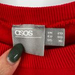 ASOS  Red Long Sleeve Crew Neck Sweatshirt Dress Moto Elbow Details US 16 Photo 2