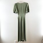 ZARA  Short Puff Sleeve Round Neck Cut Out A-Line Midi Dress Green Small Photo 3