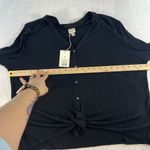A New Day  XL Top Tie Front Black Ribbed Knit Full Button Long Sleeve V-Neck NEW Photo 11