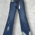 Pepe Jeans Vtg Y2K Deadstock  Low Rise Flare‎ Riveted Grommet Buckle Back Sz 30 Photo 0