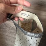 Fly London  Women's Gray and Cream Sandals Metallic Peep toe Wedge Slingback Photo 4