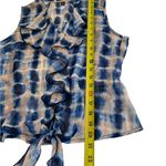Heart soul  Women’s Size Large Ruffle Blouse Top Blue Tie Front Sheer #11•4 Photo 6