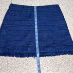 Alice + Olivia  Fefe Blue Tweed Metallic Fringe Hem Mini Skirt Women's Size 2 Photo 5