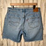 Levi's 501150th Blue Denim Jorts Bermuda Patch Raw Hem Womens Size 32 Photo 4