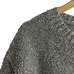 J.Crew Gray Metallic Silver Oversized Brushed Yarn Crewneck Sweater Size XS Photo 2