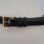 Black Crocodile Embossed Leather Belt with Gold Buckle Women's Size M Size M Photo 0