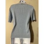 Adrianna Papell  Knit Polo Shirt Size L Light Blue Short Sleeve Button Neck Photo 3