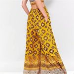 Free People Yellow Boho Chic Edgy Floral Halter Top Wide Leg Jumpsuit Size Small Photo 3