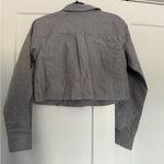 Good American $119 New  Oxford Crop Uniform Shirt - grey - XS Photo 8