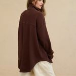 Aerie AMERICAN EAGLE AE Lumberjane Fleece Shirt Solid Dark Brown Oversized Tunic Photo 4