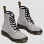 Dr. Martens Gray Combat Moto Boots 1460 with Air-Cushioned Sole Photo 0