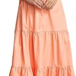 WAYF Maxi dress puff sleeve One Shoulder Cut Out Tiered midi Dress peach ruffles Photo 7