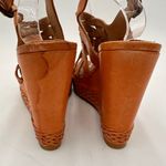 Frye  Brown Leather Corrina Strappy Weave Wedge Platform Heels Size 8 Photo 2