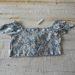 American Eagle Flutter Sleeve Corset Blouse NWT size Large Floral Cropped Photo 11