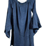 Oddy Off Shoulder Bell Sleeves Blue Bohemian Dress Size Med EUC #1330 Photo 0