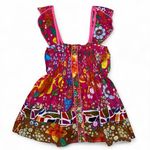 Derek Heart Y2k deadstock pink floral print babydoll top with button details and tie back Photo 1