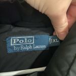Ralph Lauren Vintage POLO  women’s black‎ leather zip button puffer down vest XL Photo 2