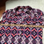 ⭐️ Navy & Pink Abstract Paisley Print Boho Festival Short Sleeve Top Size undefined Photo 5