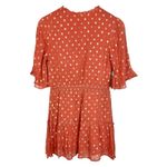 Anthropologie  Raga Kenna Polka Dot Tiered Mini Dress Dusty Pink Metallic S NWT Photo 9