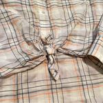 Elizabeth and James  Plaid Tan Tie Button Up Women’s Small Photo 1