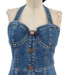 Alice + Olivia Janessa Mini Dress Sleeveless Denim Button Front Blue Size 6 Photo 1