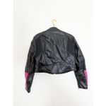 ZARA  Black Pink Motorcycle Biker Jacket Size Large Vegan Leather Grunge Gothic Photo 11