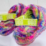 UGG  Multicolor Fluffy Slippers with Lime Strap Photo 0