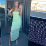 House Of CB  'Fornarina' Lime Organza Mesh Maxi Dress neon‎ bright size XS NWOT Photo 4