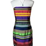 J. McLaughlin  Strapless Mini Dress 8 | Colorful Stripe Polka Dot Retro Y2K Party Photo 0