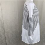 Moa Moa *NEW*  Woman Gray White Striped Lattice Top Photo 4
