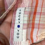 Lucky Brand  2022 Lucky You Pink Orange Plaid S/S Shirt Button Blouse XL #0902-AZ Photo 5