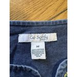 Go Softly Patio Denim Mumu Dress Zip Front Fruit Embroidered Pockets Size Medium Blue Photo 2
