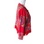 Johnny Was  Biya Floral Embroidered Open Front Jacket Fringe Red Womens Medium Photo 2