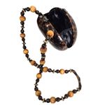 Signed Timmy Woods Acacia Wood Leopard Print Purse With Beaded Strap NWOT Brown Photo 5