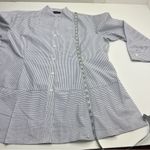 Ming Wang  Pinstripe Peplum Tunic Shirt Blue White Womens Size Large Cotton Photo 6