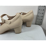 Womans NWOT Hene Jnel Maryjane Shoes 10 Beige Buckle Round Toe Block Heel Tan Photo 3