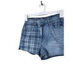 AMERICAN EAGLE Womens Shorts Size 4 Blue Light Wash Mom Plaid Two Tone Photo 2