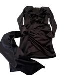 ASOS LUXE Black Velvet Bow Detailed Draped Long Sleeve Mini Dress Size 4 EUC Photo 4