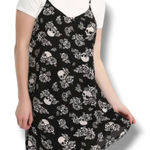 Hot Topic Black & White Floral Skull Slip Dress Photo 0