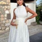 ZARA  maxi sun dress boho crochet belt lace halter flowy summer vacation Photo 2