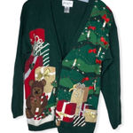 Vintage Carly‎ St. Claire Christmas Cardigan Sweater Green Size M Photo 0